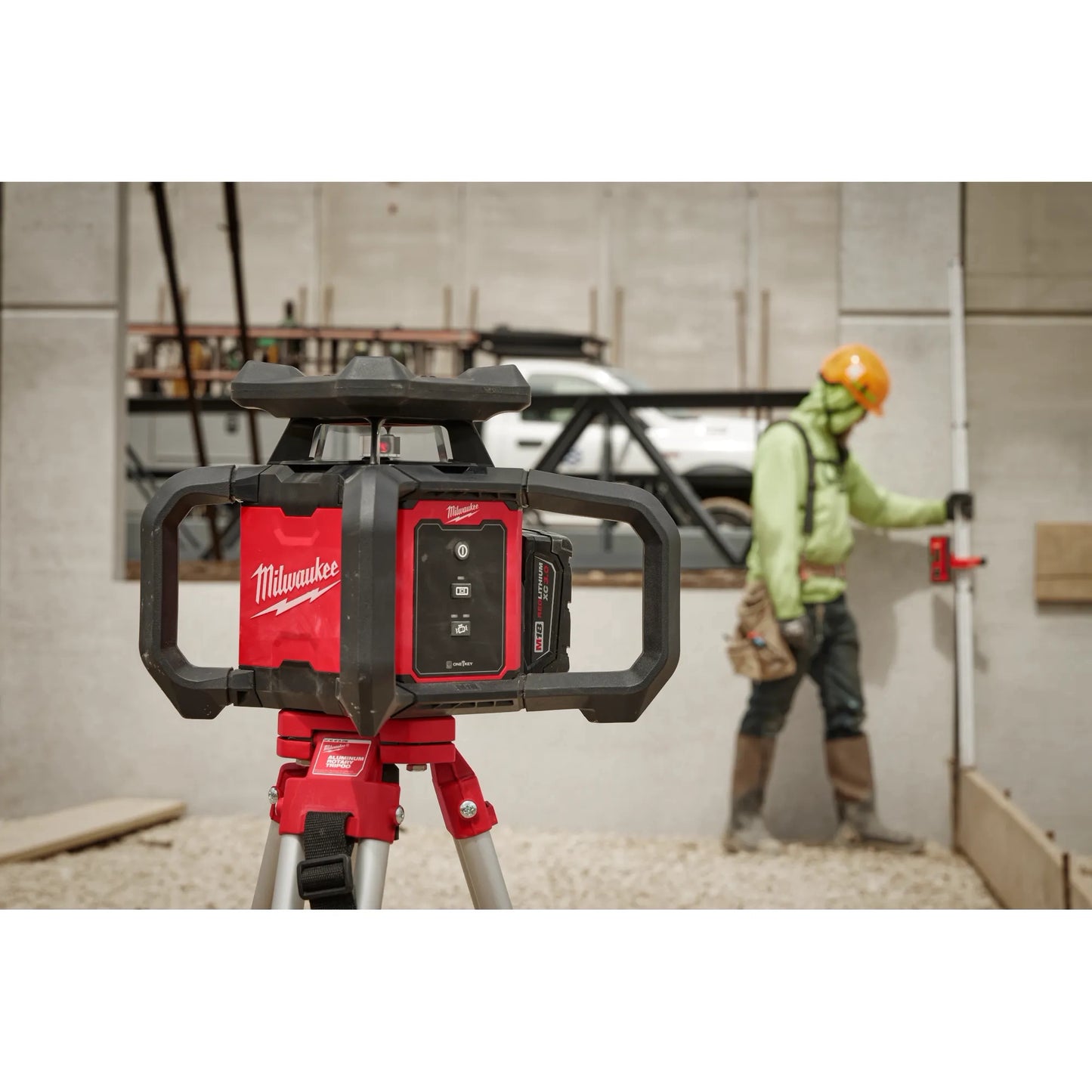 Milwaukee 3701-21, M18™ Red Exterior Rotary Laser Level Kit w/ Receiver
