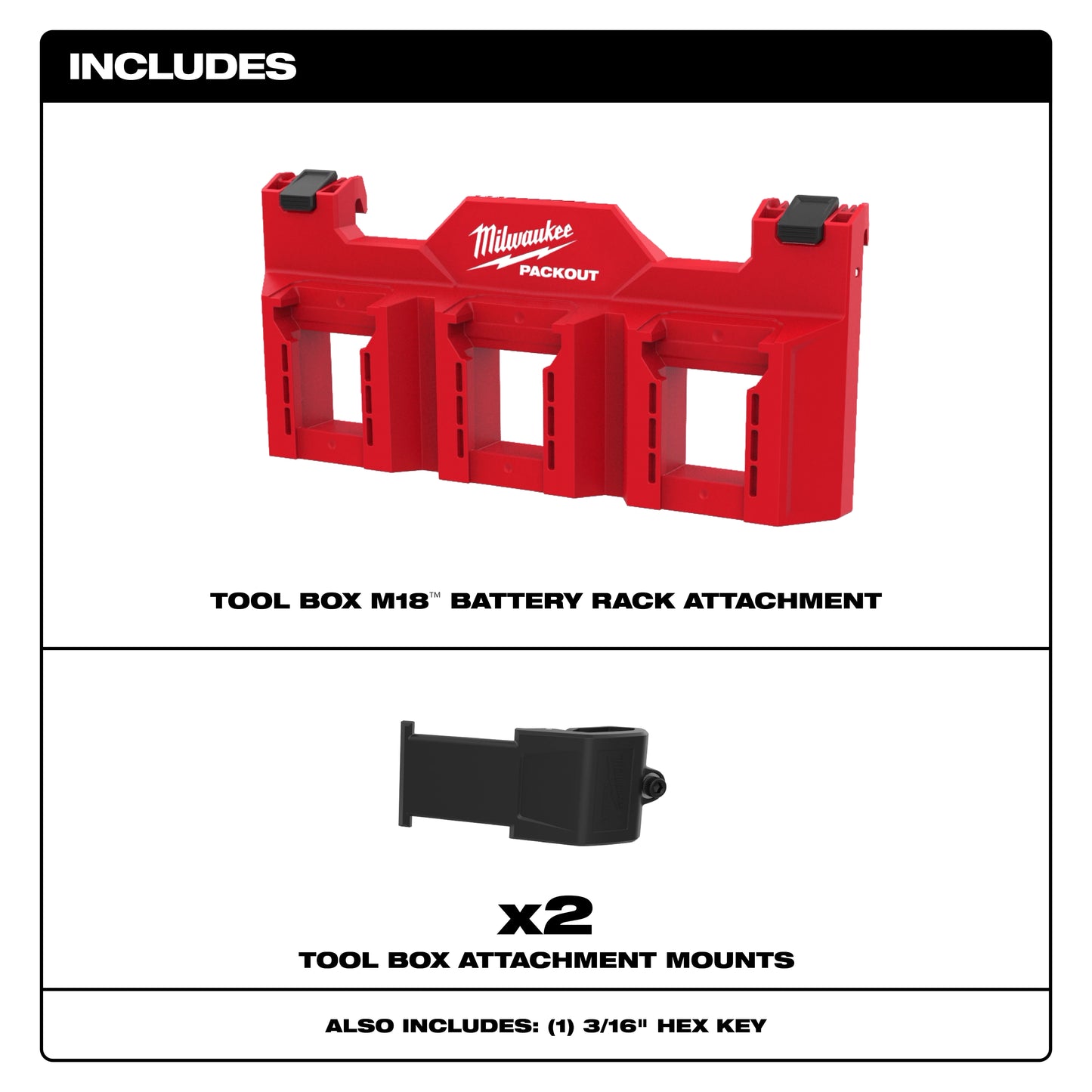 Milwaukee 48-22-8603, PACKOUT™ Tool Box M18™ Battery Rack Attachment