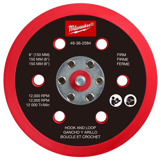 Milwaukee 49-36-2584, 6" Hook and Loop Sander Backing Pad - Firm