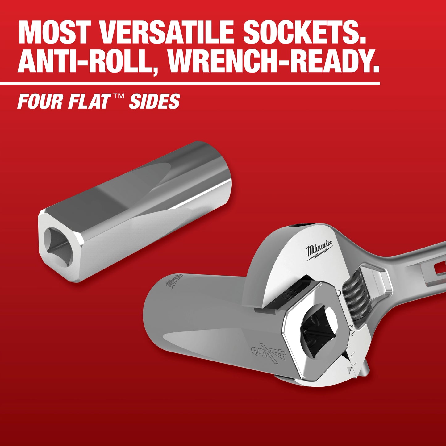 Milwaukee 48-22-9403, 10pc 3/8" SAE Sockets with FOUR FLAT™ Sides