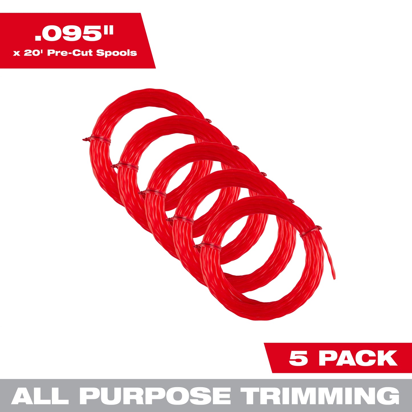 Milwaukee 49-16-2782, .095″ x 20ft Trimmer Line 5-Pack