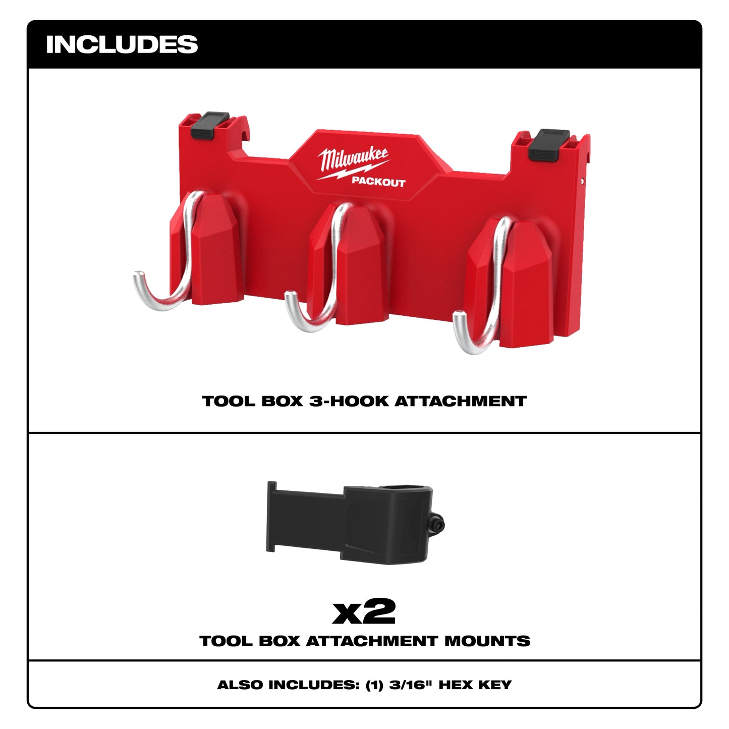 Milwaukee 48-22-8606, PACKOUT™ Tool Box 3-Hook Attachment