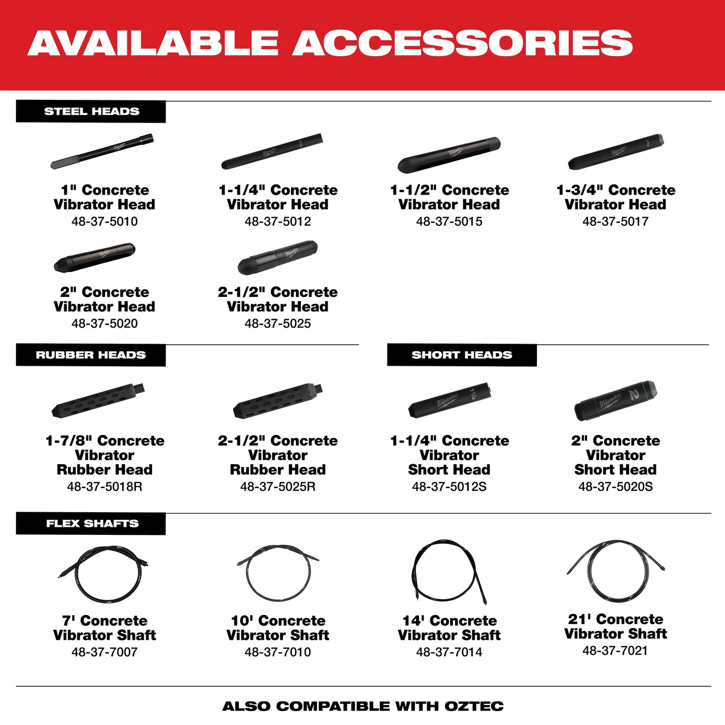 Milwaukee 48-37-5010, 1 in Concrete Vibrator Head