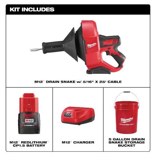 Milwaukee 2571-21, M12 Drain Snake Kit