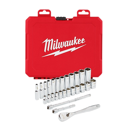 Milwaukee 48-22-9504, 1/4" Drive 28pc Ratchet & Socket Set - Metric