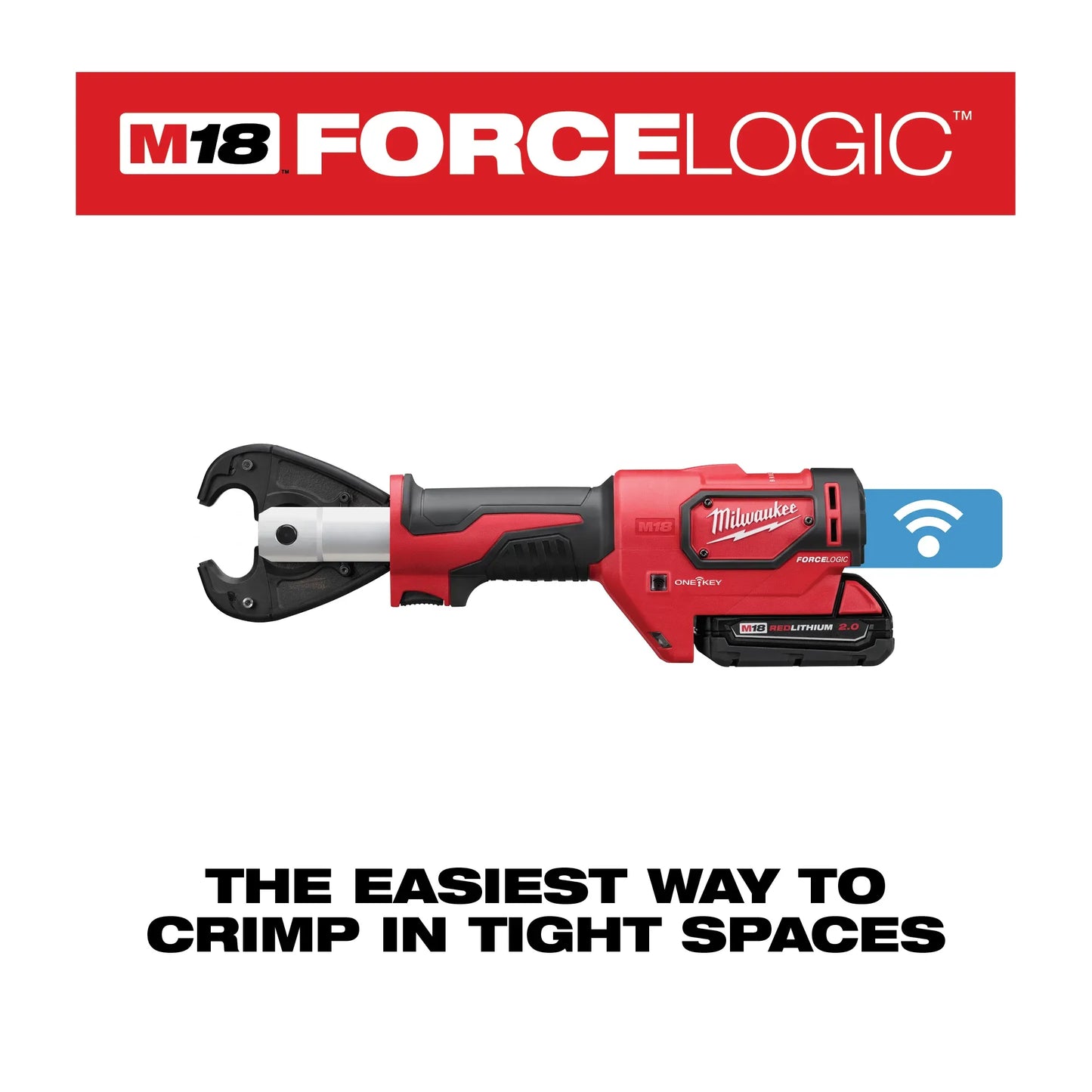 Milwaukee 2678-22O, M18 FORCE LOGIC 6T Utility Crimper Kit with D3 Grooves and Fixed O Die