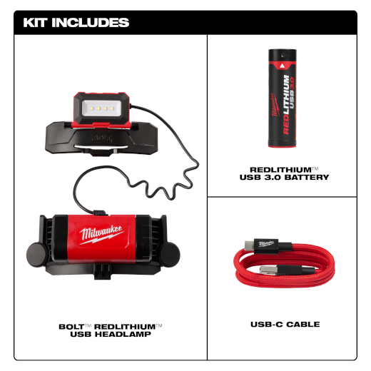 Milwaukee 2118-21, RLUSB BOLT HARD HAT HEADLAMP