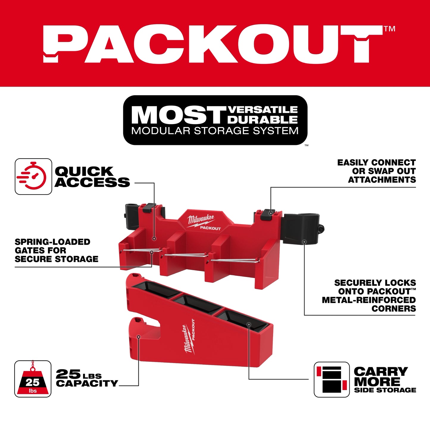 Milwaukee 48-22-8607, PACKOUT™ Tool Box Long Tool Holder Attachment