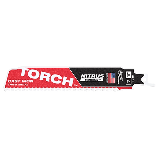 Milwaukee 48-00-5261, 6" 8TPI TORCH™ with NITRUS™ Carbide for Cast Iron SAWZALL® Blade 1PK