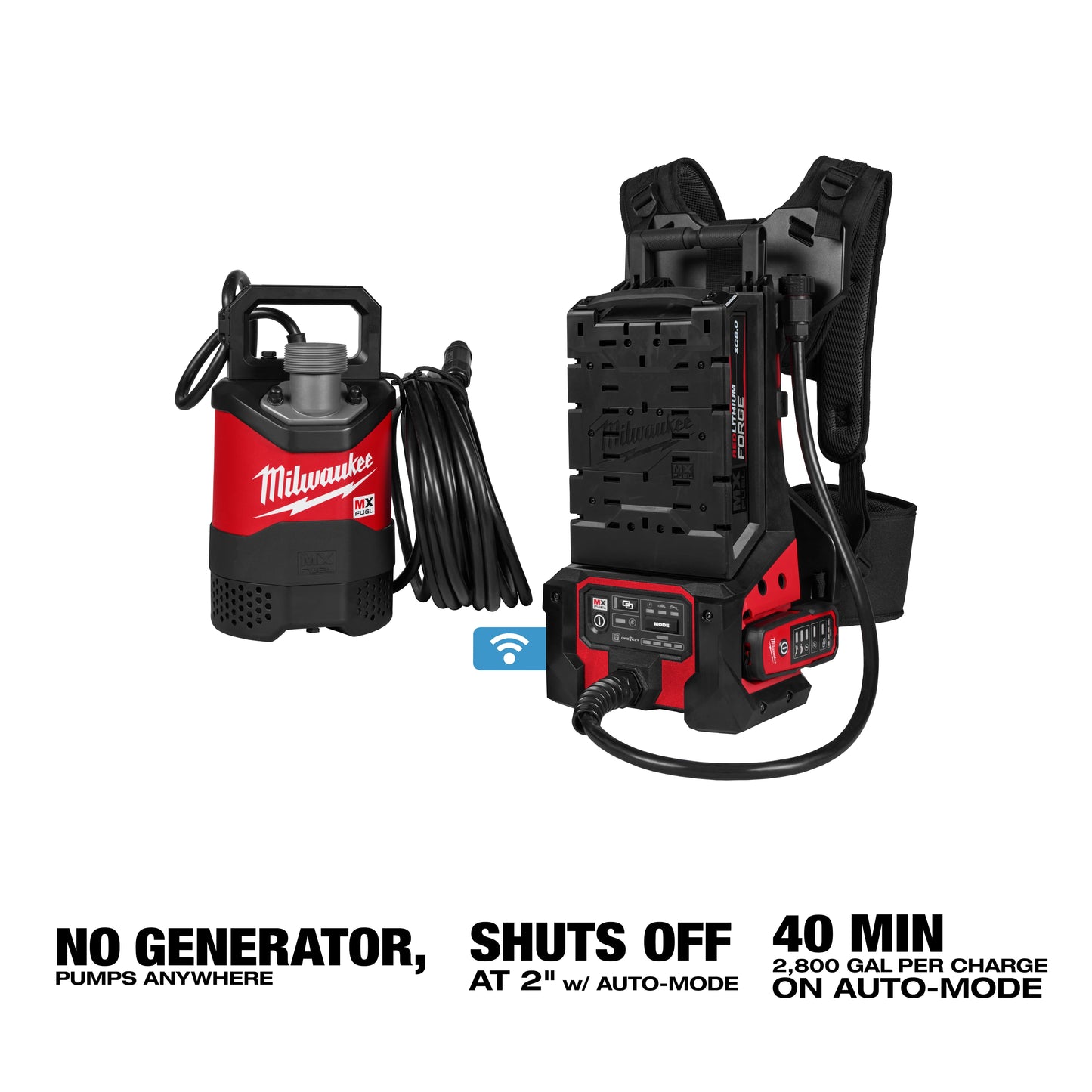 Milwaukee MXF211-1XC, MX FUEL™ 1HP 2" Submersible Pump Kit