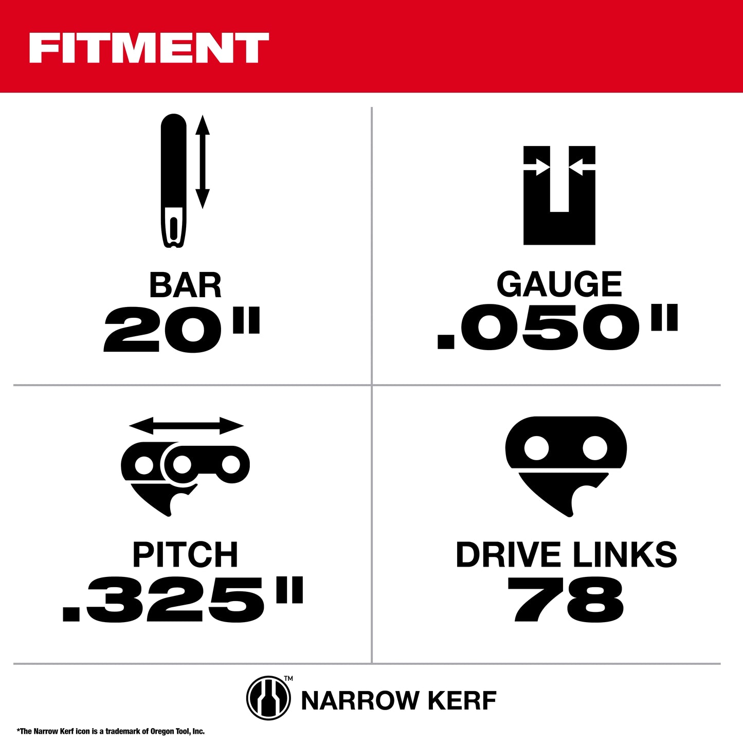 Milwaukee 49-16-2755, 20" .325" Pitch, .050" Gauge Guide Bar