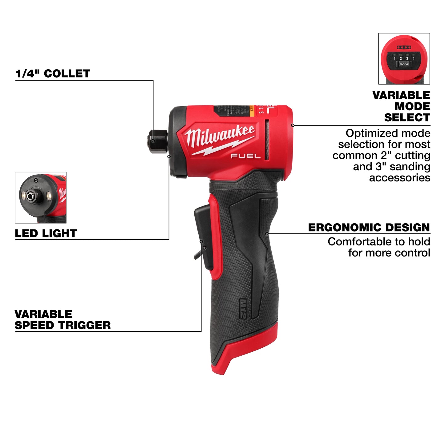Milwaukee 3485-20, M12 FUEL™ 1/4" Right Angle Die Grinder