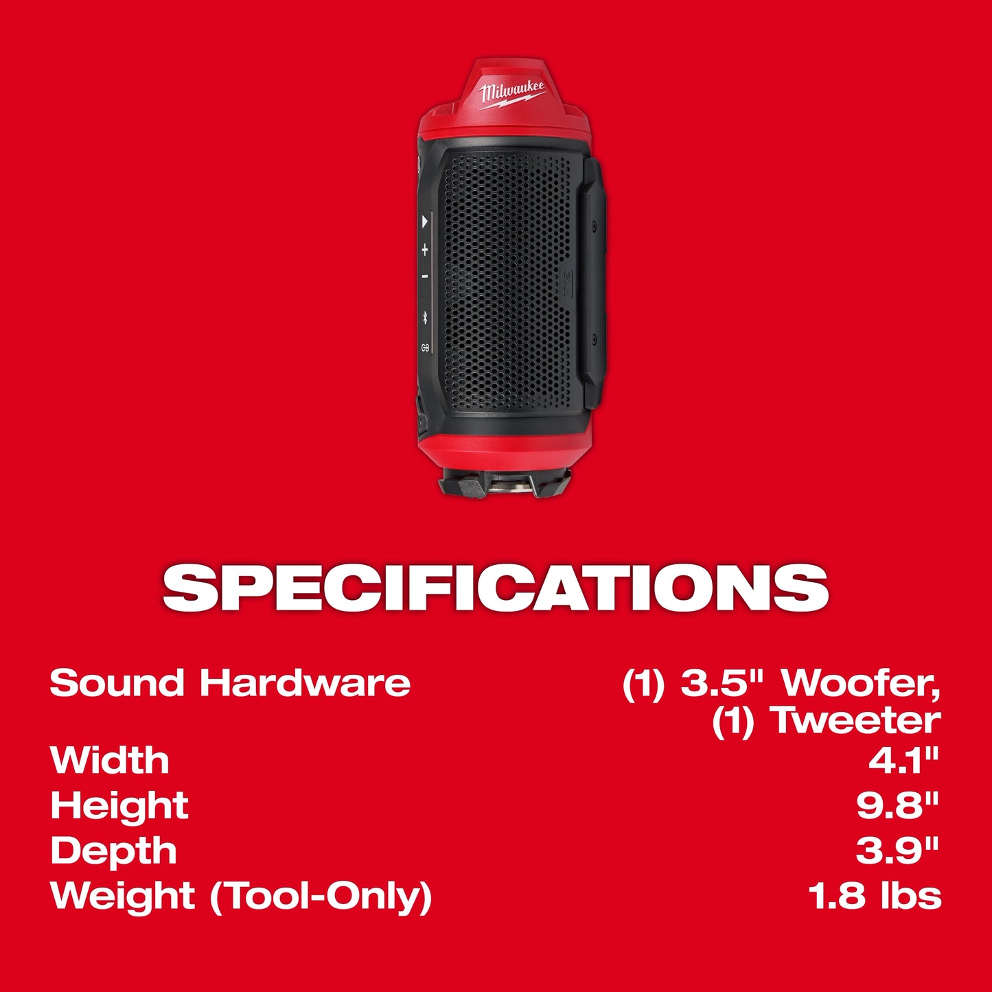 Milwaukee 2955-20, M12™ Bluetooth® Jobsite Speaker w/ PACKOUT™ Compatibility
