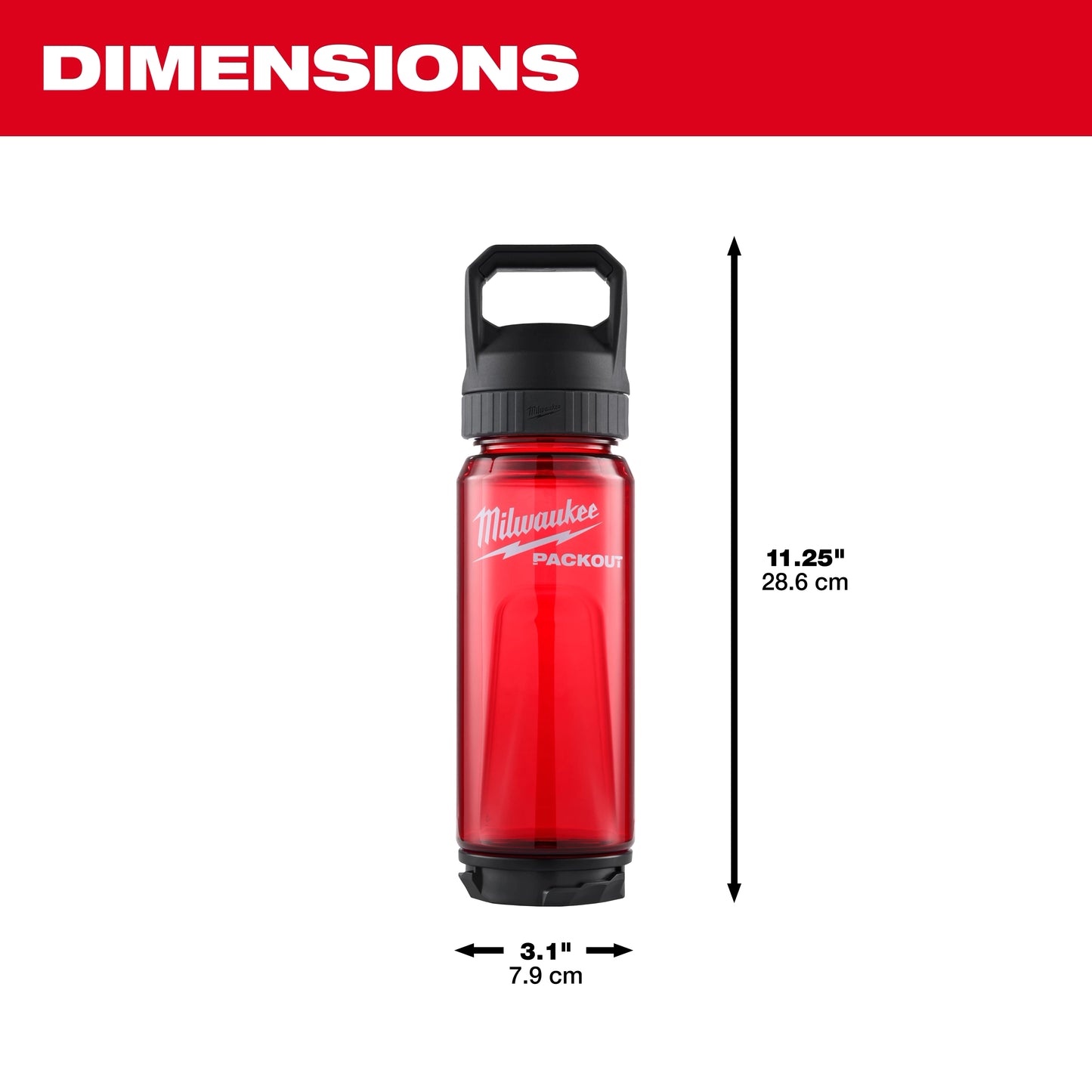 Milwaukee 48-22-8371R, PACKOUT™ 25oz Bottle with Chug Lid (Red)