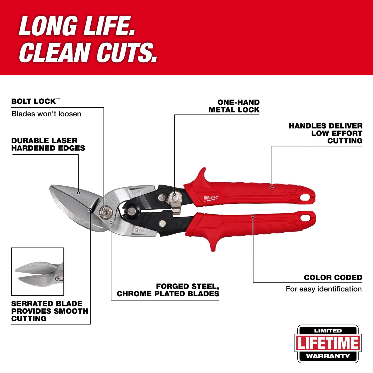 Milwaukee 48-22-4542, Left Cutting Offset Aviation Snips