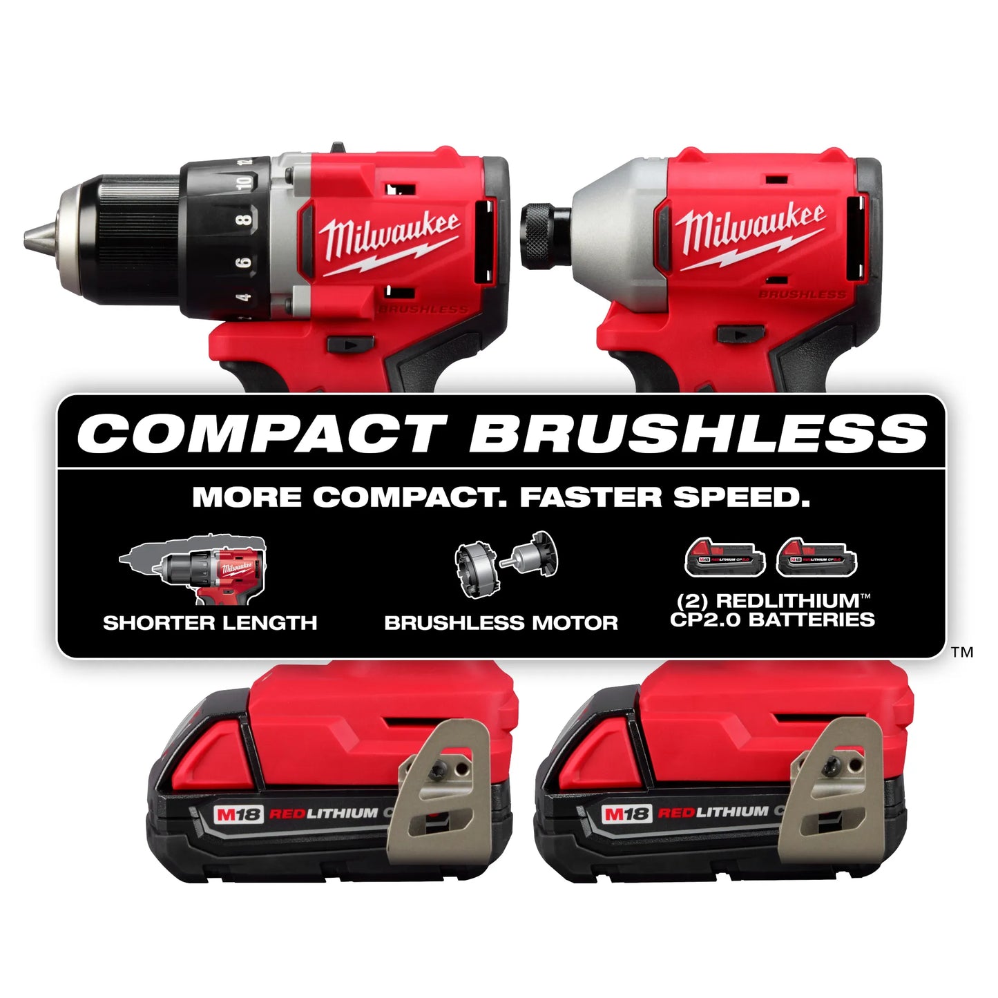 Milwaukee 3692-22CT, M18™ Compact Brushless 2-Tool Combo Kit