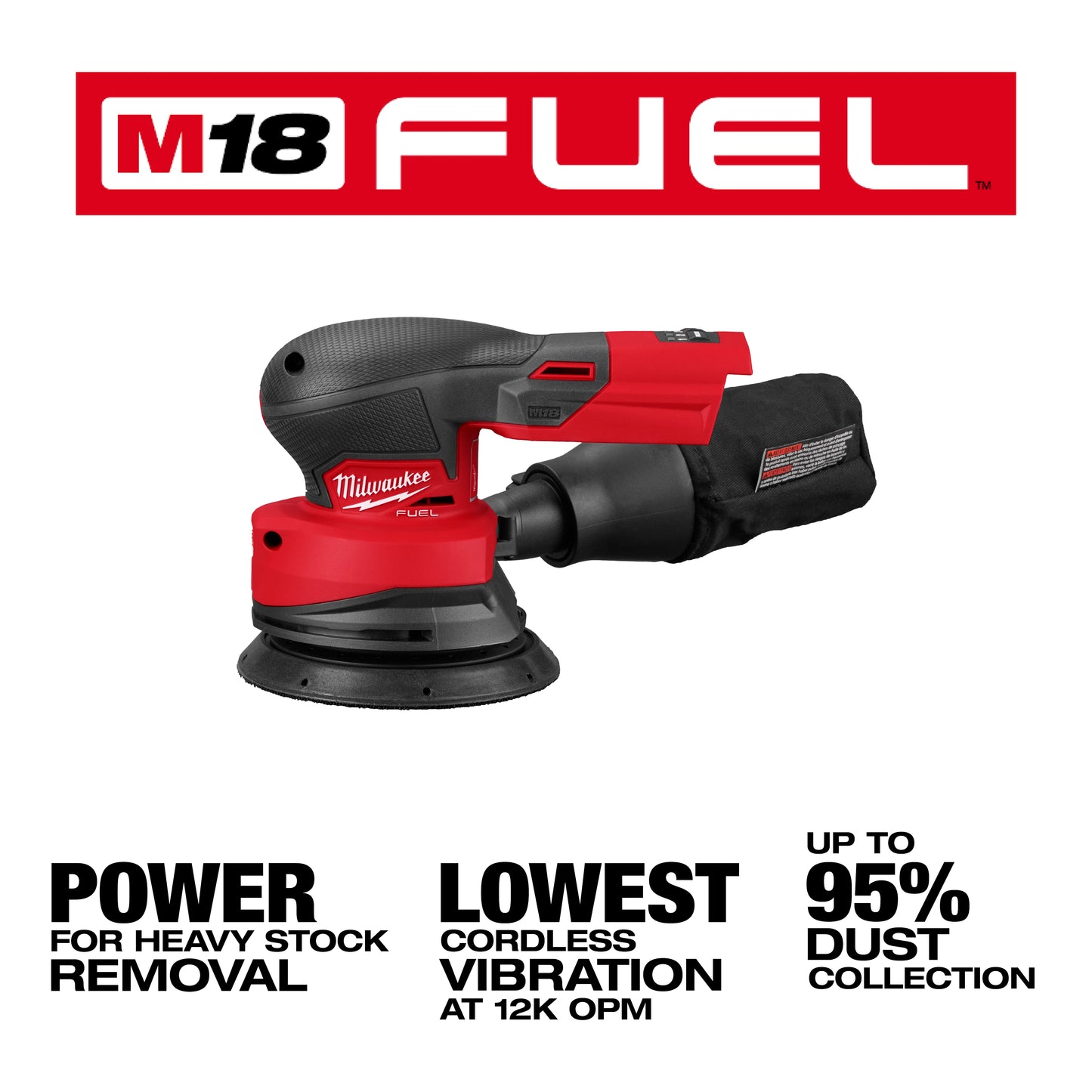 Milwaukee 2837-20, M18­ FUEL™ 5" Random Orbital Sander