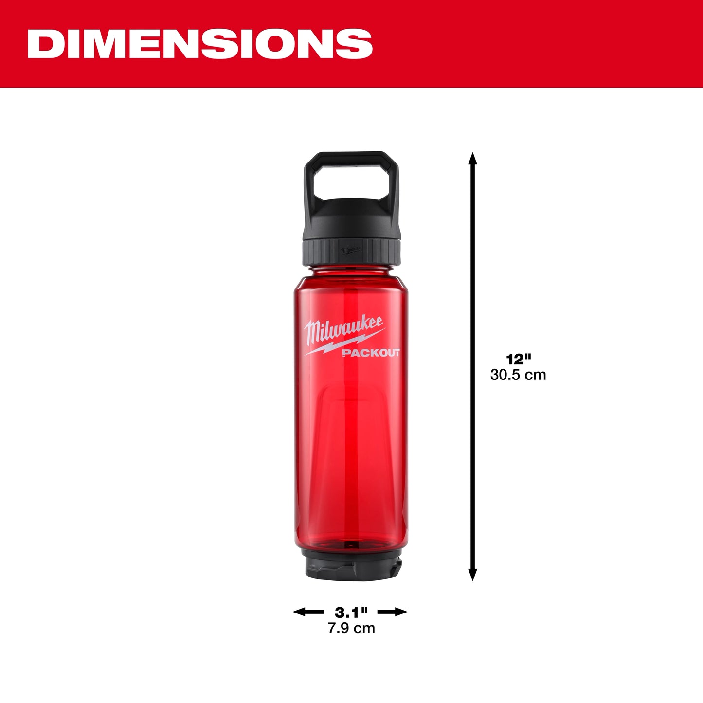 Milwaukee 48-22-8372R, PACKOUT™ 34oz Bottle with Chug Lid (Red)