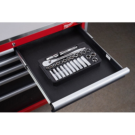 Milwaukee 48-22-9510, 28 pc 1/2" Drive Metric Ratchet and Socket Set with FOUR FLAT™ Sides