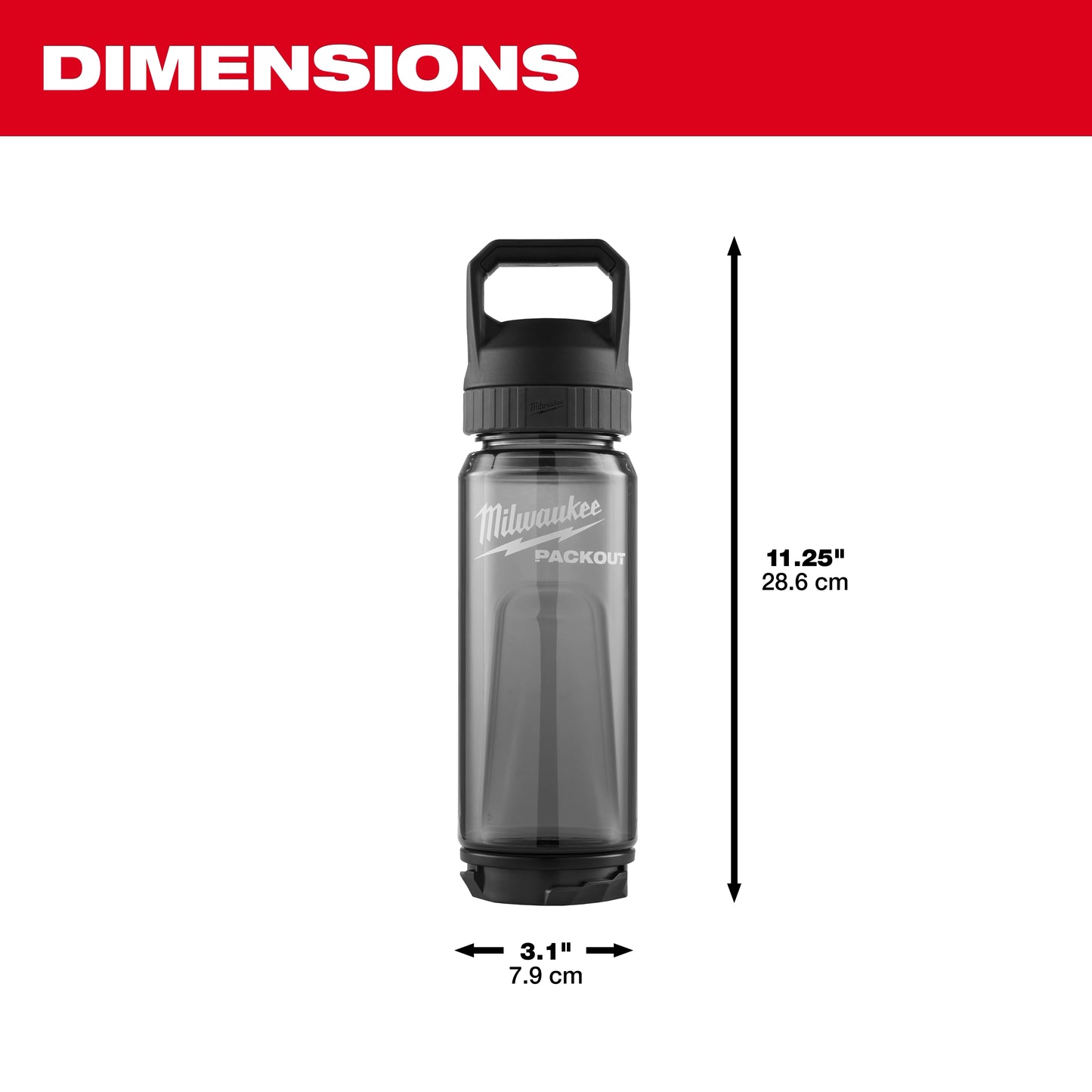 Milwaukee 48-22-8371B, PACKOUT™ 25oz Bottle with Chug Lid (Black)