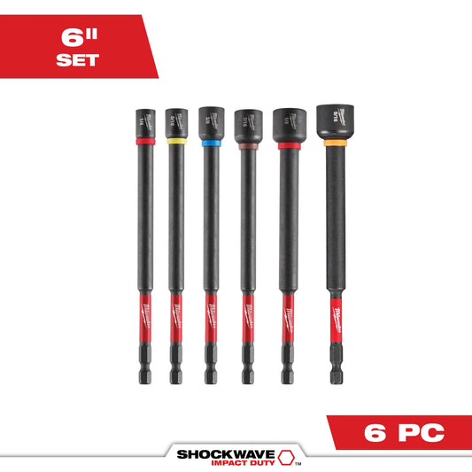 Milwaukee 49-66-4567, SHOCKWAVE Impact Duty™ 6" Magnetic Nut Driver Set 6PC