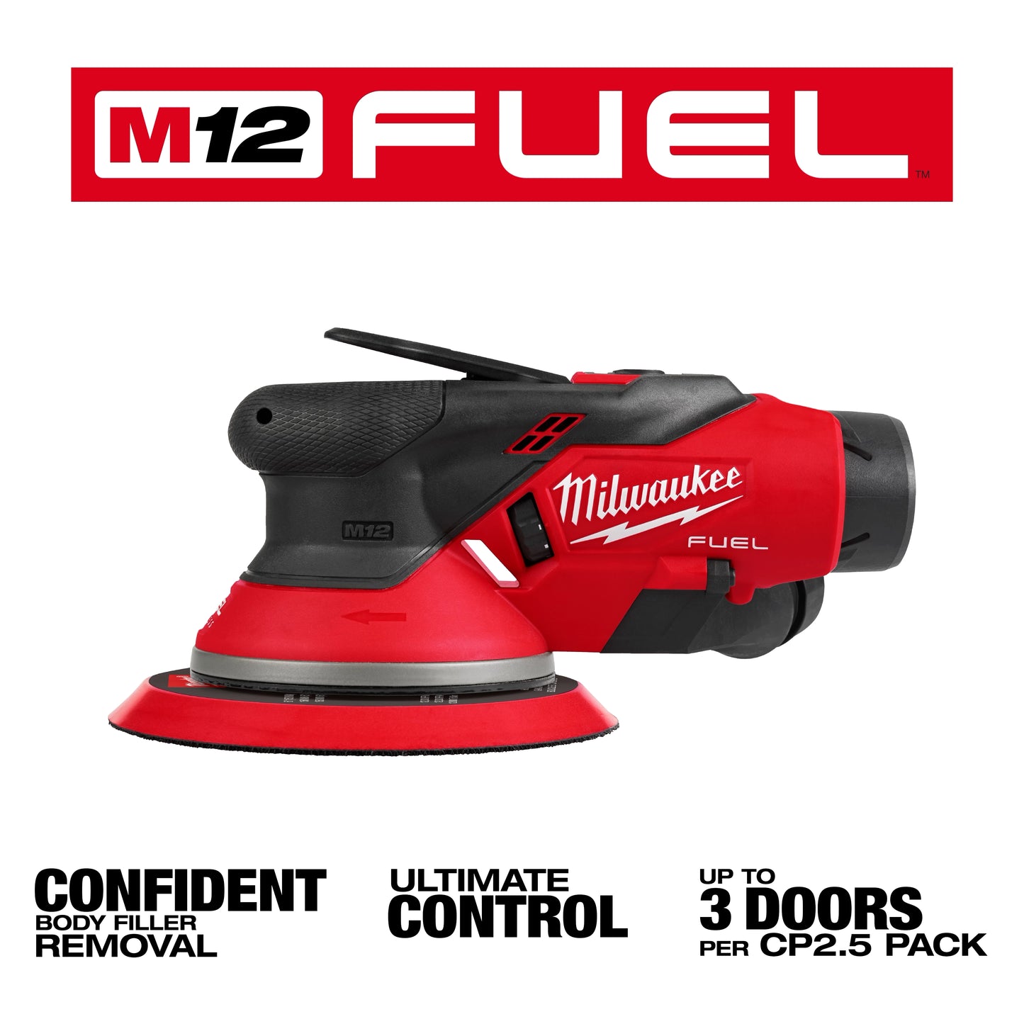 Milwaukee 2585-22CX, M12 FUEL™ 6" Random Orbital Sander Kit (3/16")