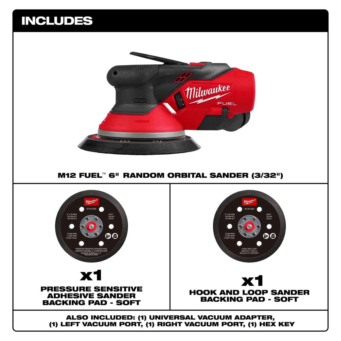 Milwaukee 2584-20, M12™ FUEL™ 6" Random Orbital Sander (3/32")