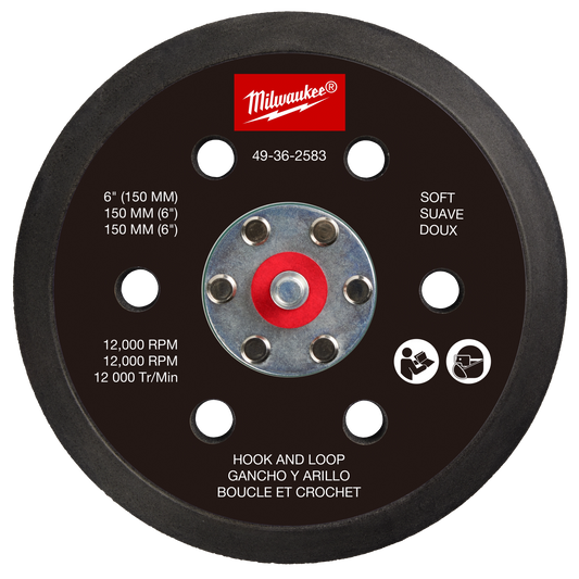 Milwaukee 49-36-2583, 6" Hook and Loop Sander Backing Pad - Soft
