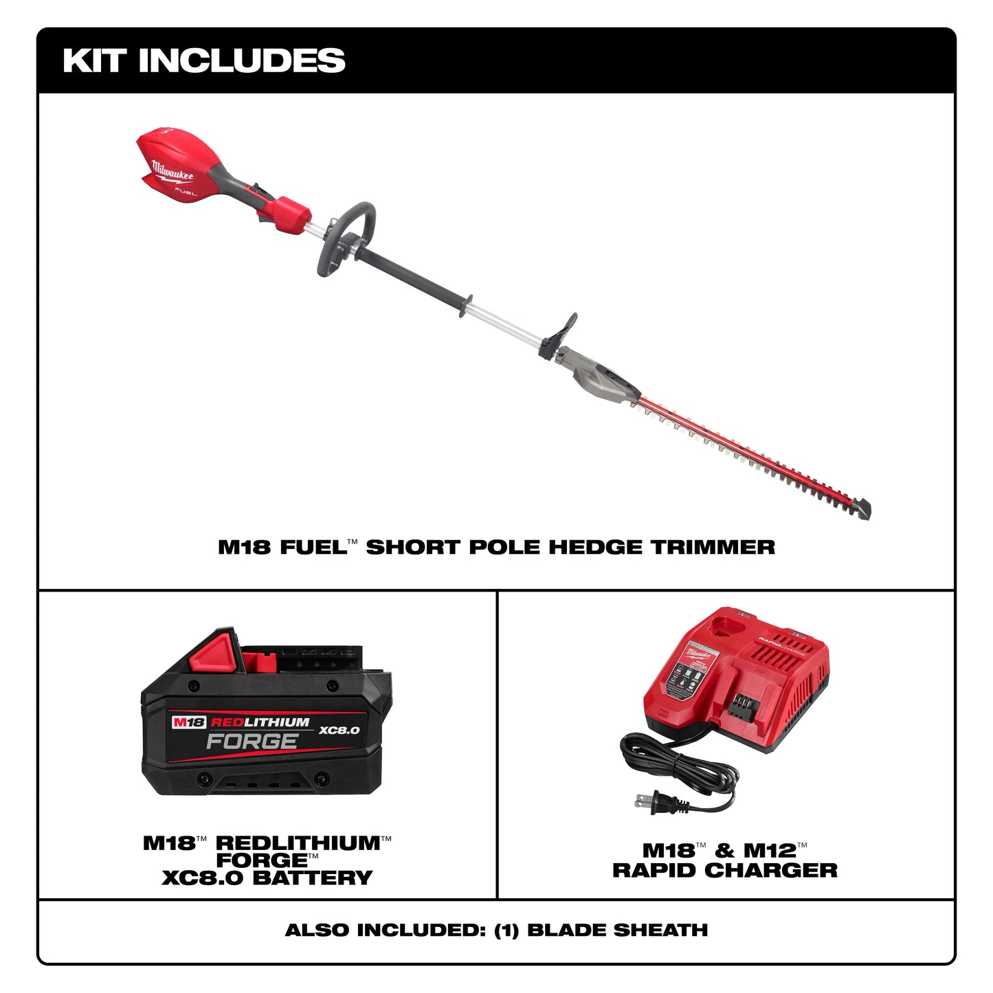 Milwaukee 3043-21, M18 FUEL™ Short Pole Hedge Trimmer Kit