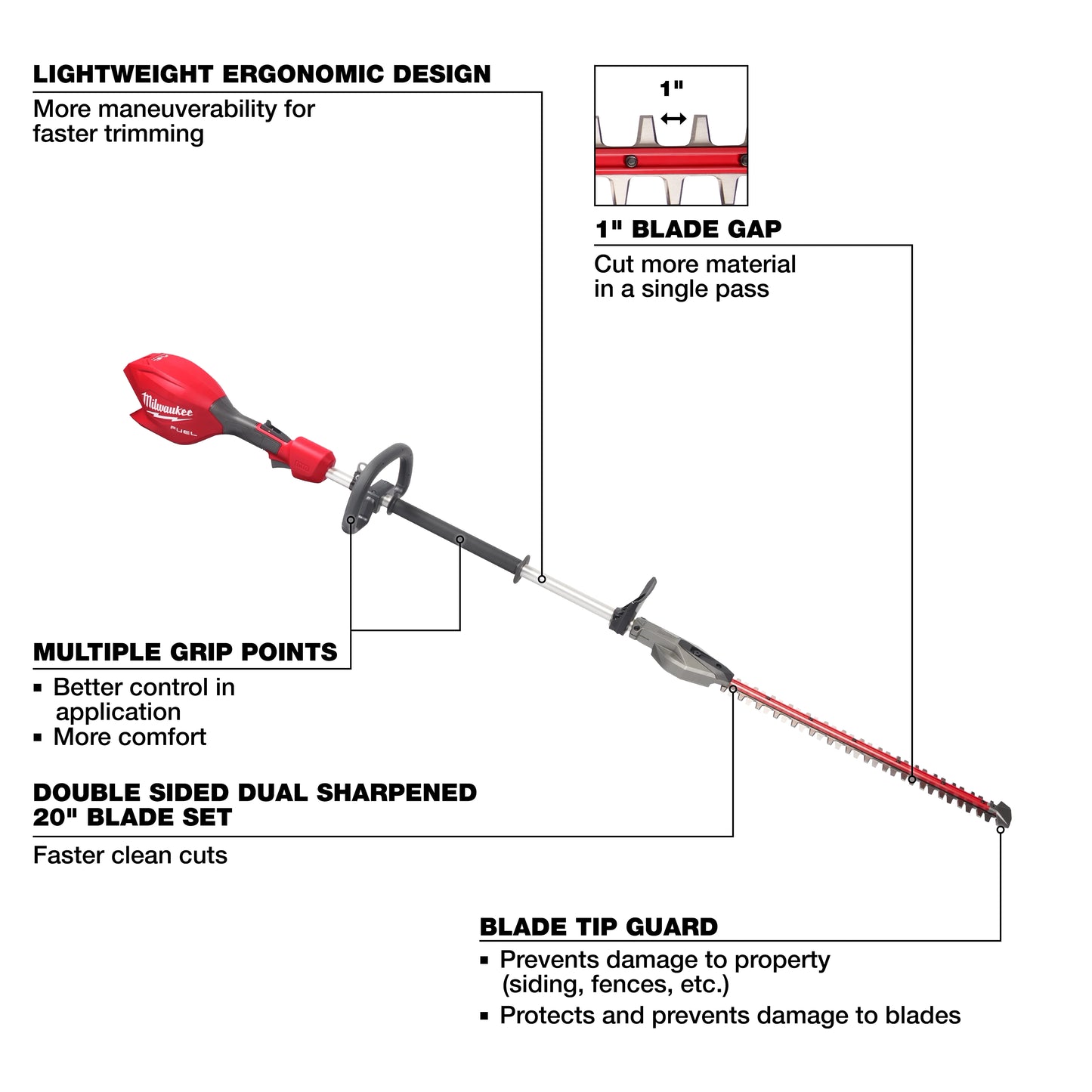 Milwaukee 3043-20, M18 FUEL™ Short Pole Hedge Trimmer (Tool Only)