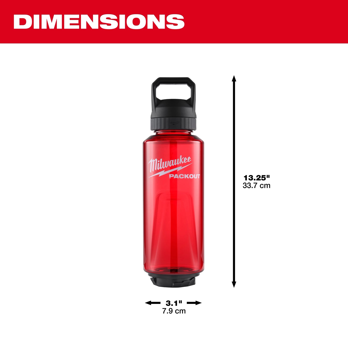 Milwaukee 48-22-8373R, PACKOUT™ 48oz Bottle with Chug Lid (Red)