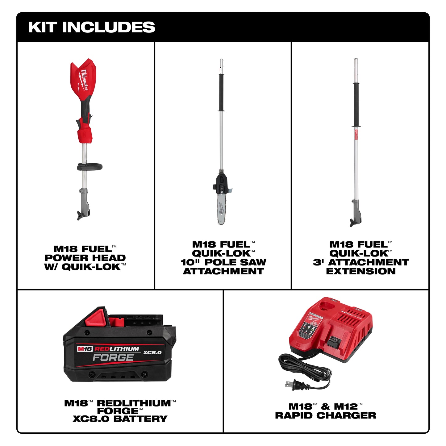 Milwaukee 3016-21PS, M18 FUEL™ Pole Saw w/ QUIK-LOK™ Kit