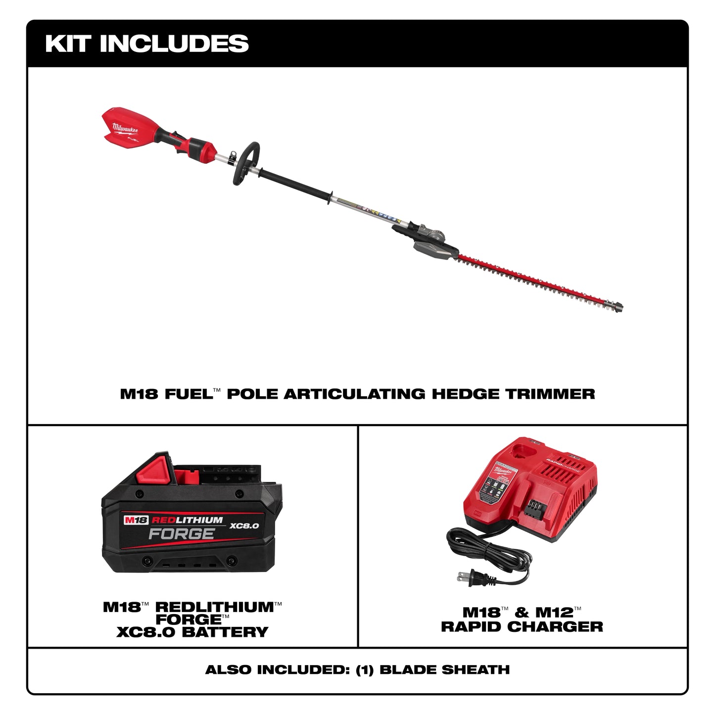 Milwaukee 3012-21, M18 FUEL™ Pole Articulating Hedge Trimmer Kit