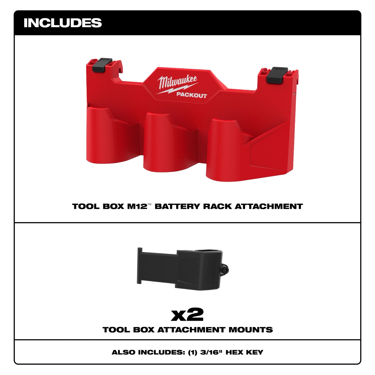 Milwaukee 48-22-8604, PACKOUT™ Tool Box M12™ Battery Rack Attachment