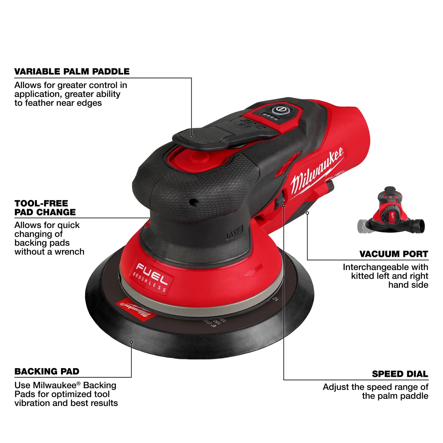 Milwaukee 2584-20, M12™ FUEL™ 6" Random Orbital Sander (3/32")