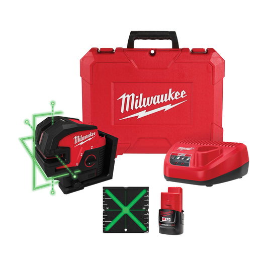 Milwaukee 3624-21, M12™ Green Cross Line & 4-Points Laser Kit