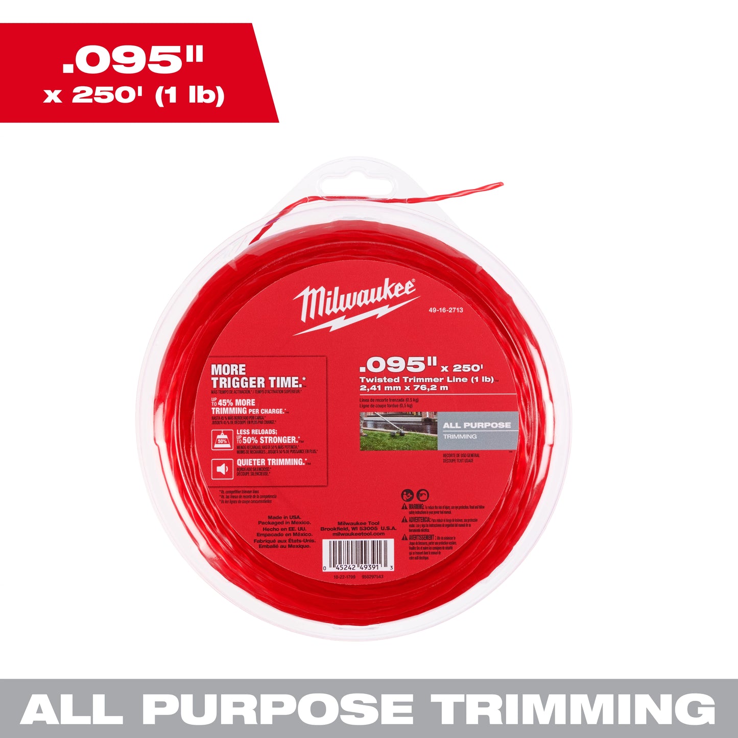 Milwaukee 49-16-2713, .095" x 250' Trimmer Line