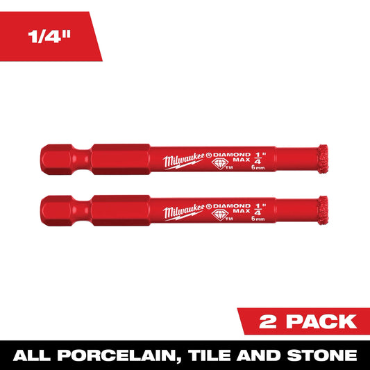 Milwaukee 49-56-0501, Milwaukee® 1/4" Diamond Max™ Hole Saw Bits - 2PK