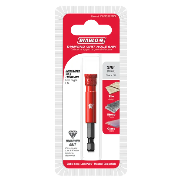 Diablo DHS0375DG, 3/8" Diamond Grit Hole Saw for Tile, Stone and Glass