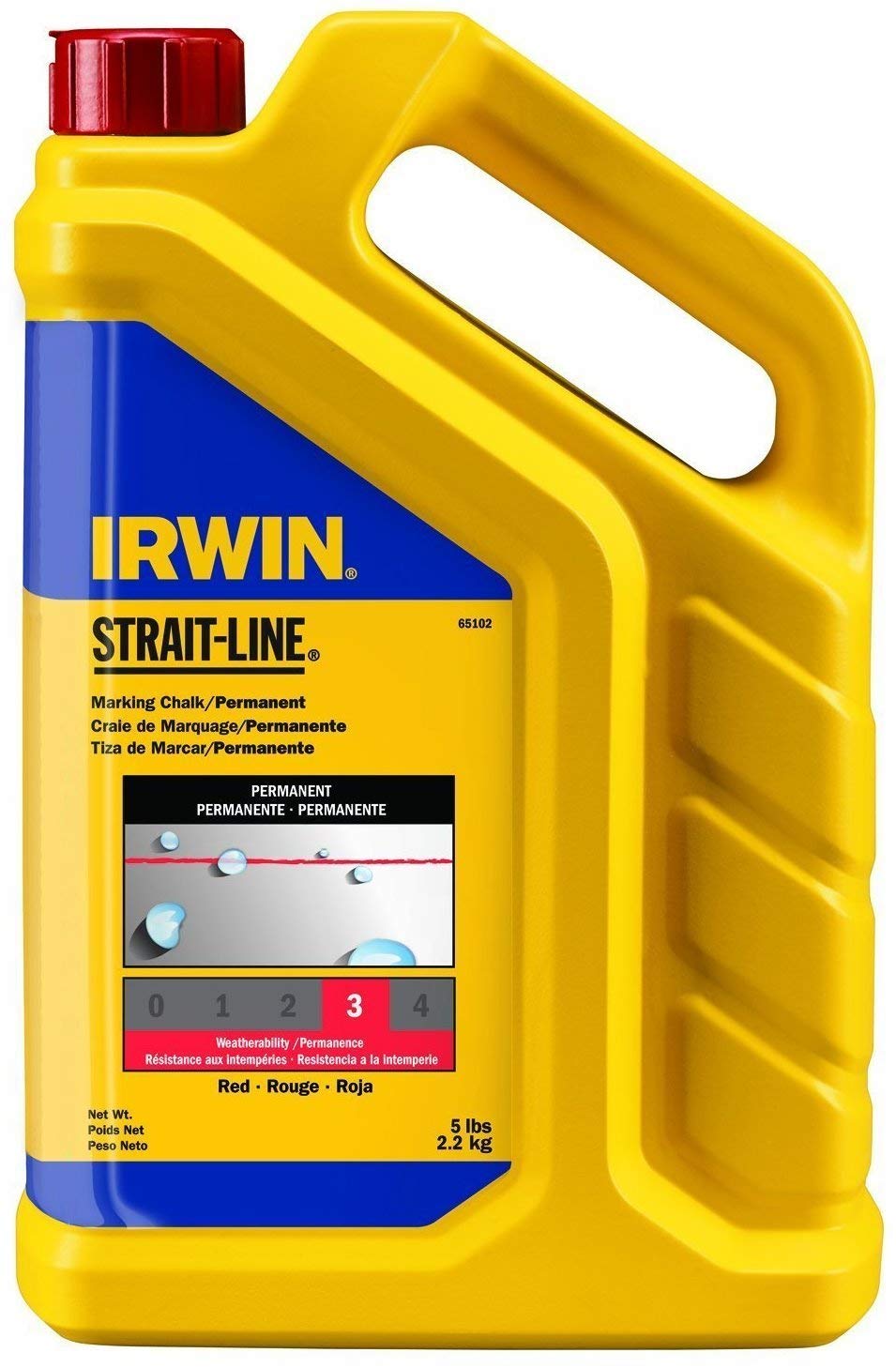 Irwin 65102, Strait-Line Permanent Marking Chalk, Red (5 lbs)