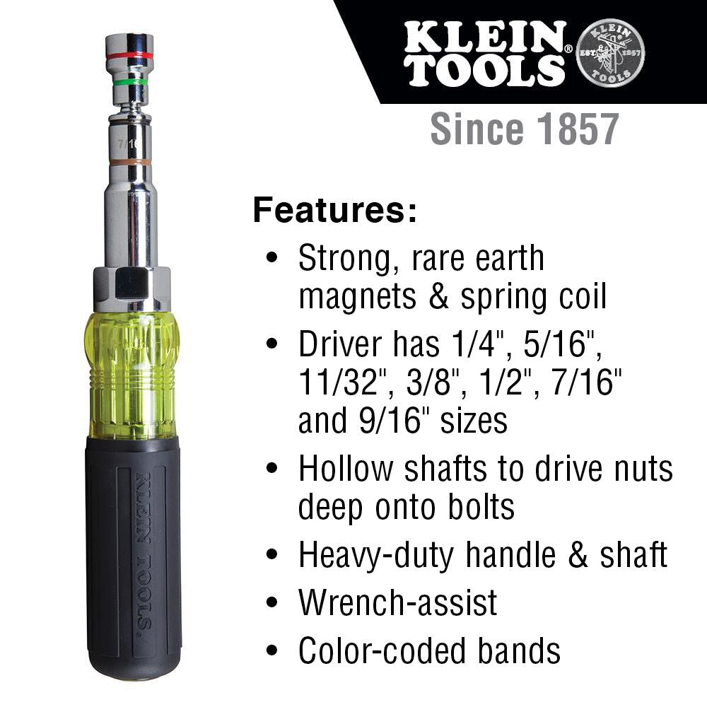 Klein Tools 32807MAG, 7-in-1 Multi-Bit Screwdriver / Nut Driver, Magnetic