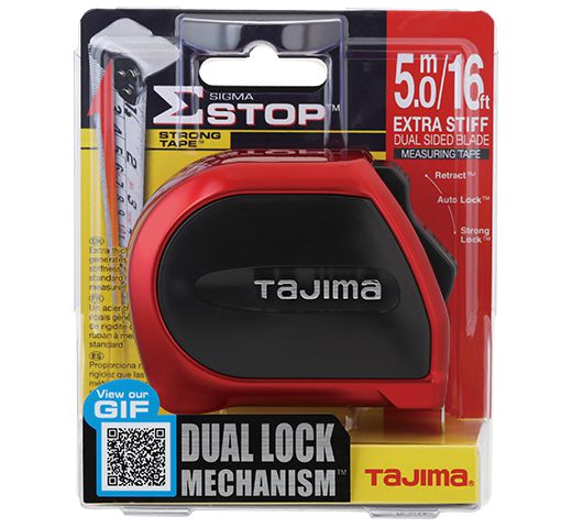 Tajima SS-16/5MBW, SIGMA STOP™, Standard & metric scale 16ft / 5m x 1 in strong tape & hook