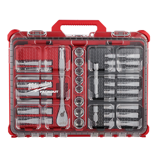 Milwaukee 48-22-9487, 47pc 1/2" Drive Ratchet & Socket Set with PACKOUT™ Low-Profile Organizer