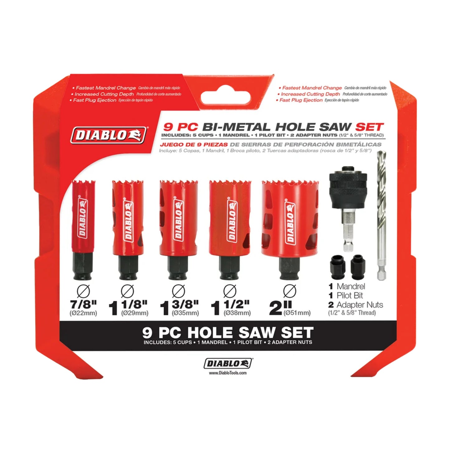 Diablo DHS09SGP, 9pc BiM Hole Saw Set