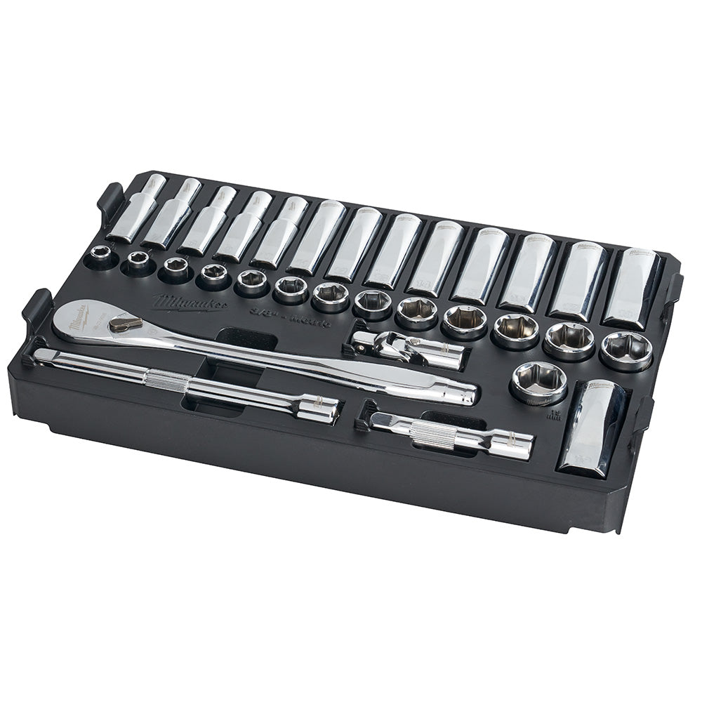 Milwaukee 48-22-9482, 32 pc 3/8" Drive Ratchet and Socket Set in PACKOUT (Metric)