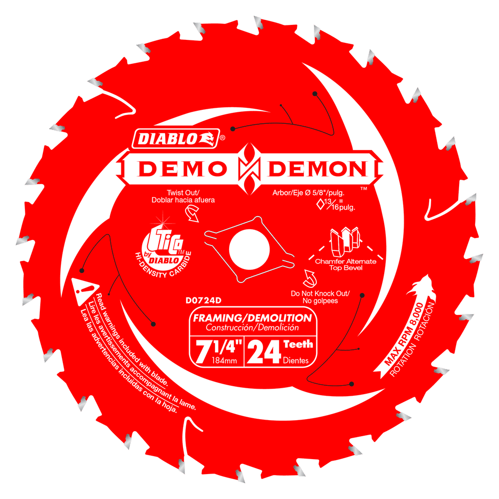 Diablo D0724DA, 7-1/4" x 24 T Demo Demon Carbide Circular Saw Blade