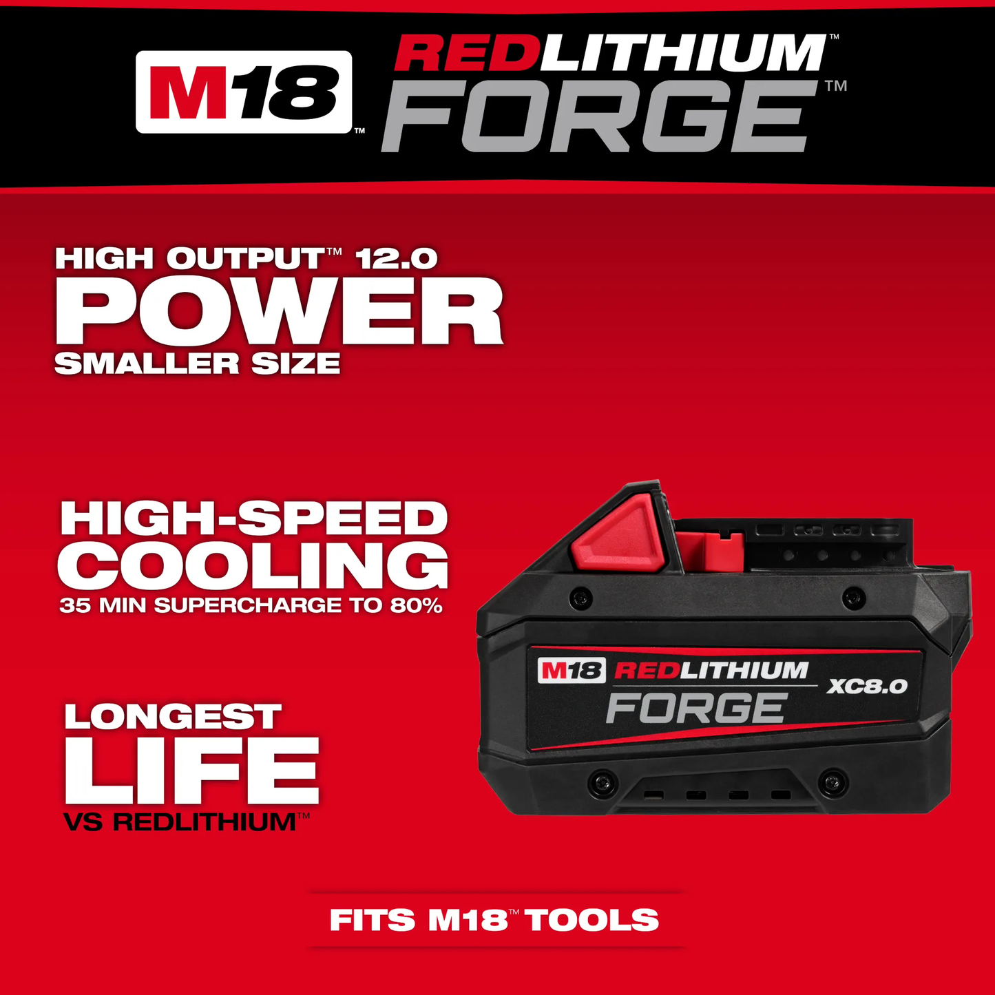 Milwaukee 48-11-1881, M18™ REDLITHIUM™ FORGE™ XC8.0 Battery Pack