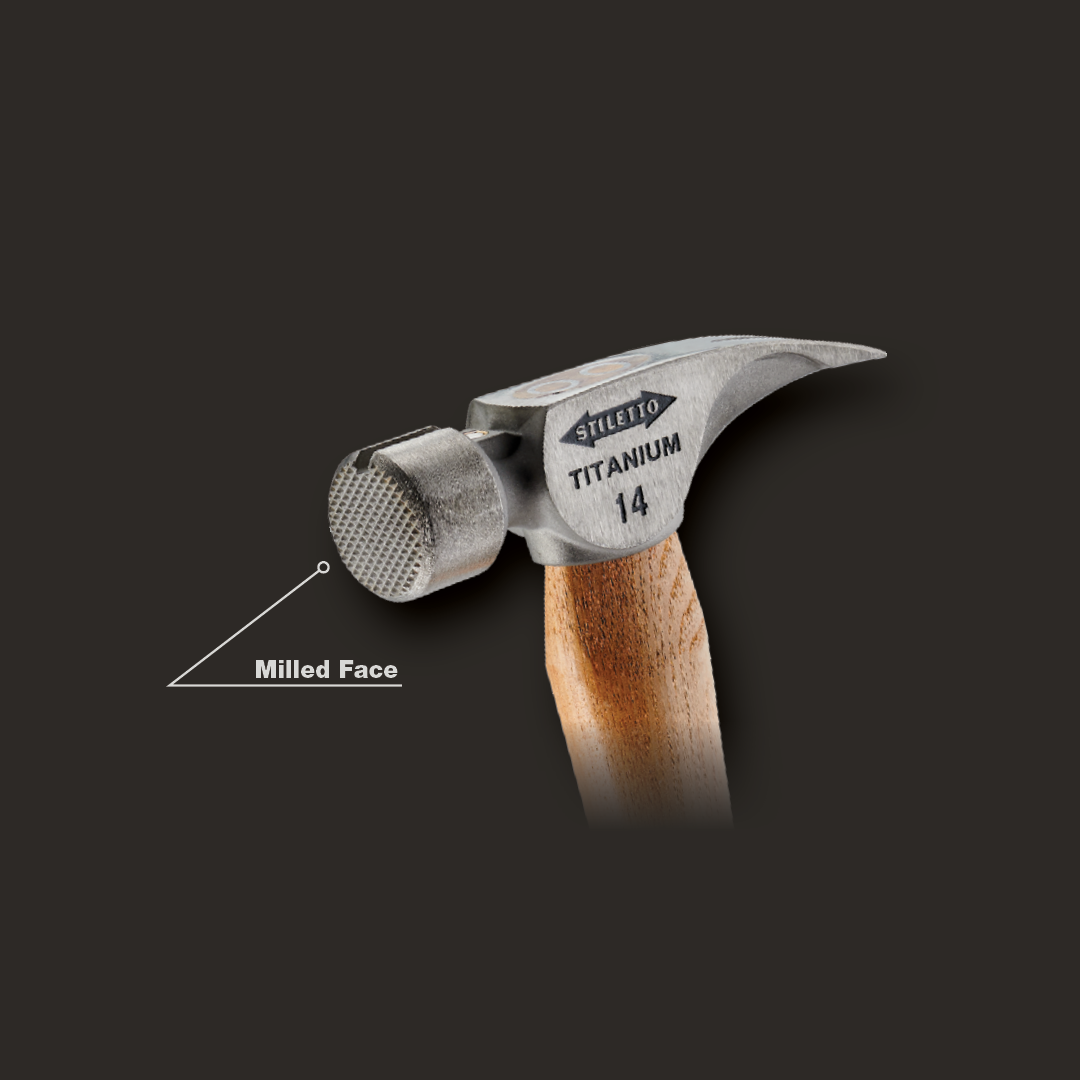 Stiletto TI14MC, 14oz Titanium Milled Face Curved Hickory Handle Hammer