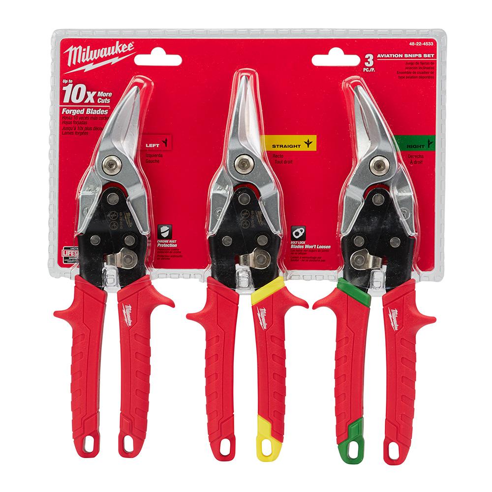 Milwaukee 48-22-4533, 3 pc Aviation Snip Set