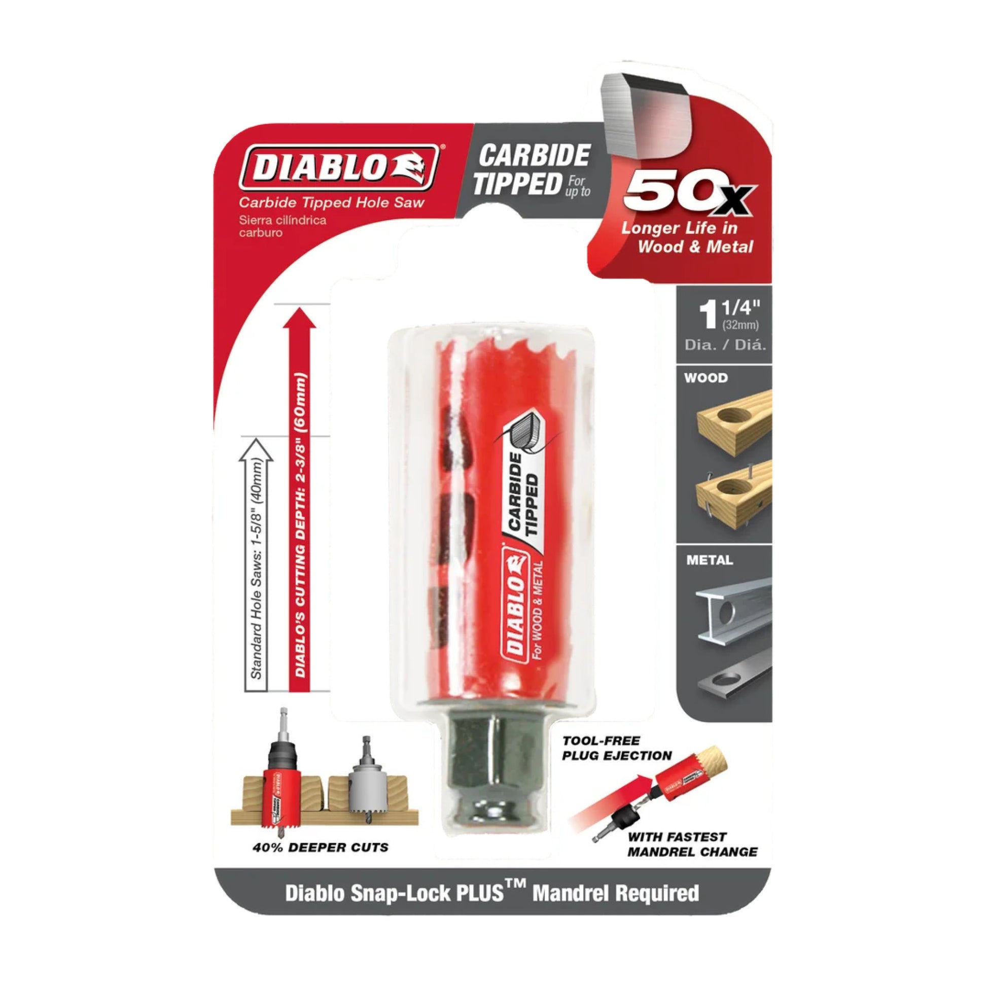Diablo DHS1250CT, 1-1/4" Carbide Hole Saw